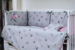 Lenjerie de pat pentru copii PernaMea Set lenjerie 8 piese Baby Panda Roz (PM.100262/1)
