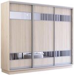 Dulap Mobildor-Lux Fox uși glisante din PAL cu elemente din oglindă (240x60x210H cm) Sonoma