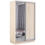 Dulap Mobildor-Lux Fox uși glisante din oglindă și PAL (120x60x240H cm) Sonoma