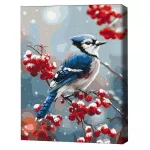 Картина по номерам BrushMe BS54498 40x50cm (în cutie) Pasăre pe ramura înghețată