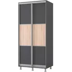 Dulap Mobildor-Lux Aron-S 1.0m-1.8m uși glisante din PAL orizontal (170x60x210H cm) Anthracite