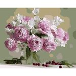 Картина по номерам Richi (03666) Bujori roz și clopoței albi 40x50