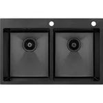 Мойка кухонная Fabiano 78x50 /20 Black+baterie+dozator