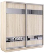 Dulap Mobildor-Lux Fox uși glisante din PAL cu elemente din oglindă (200x60x210H cm) Sonoma