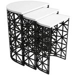 Măsuţă cafea Trendy Stil Metal Ferforje, Alb, masa de cuibarit (3 bucati)