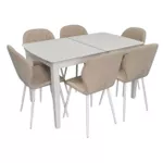 Комплект стол и стулья Evelin di Costacurta стол HV-27V White + 6 стульев YTC-064Wh Bjorn-24