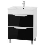 Шкаф под умывальник Mashtab 11968 Print cu 2 sertare 80cm Alb-Negru