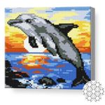 Tablou pe numere Art Gallery BJ499 Mozaic cu diamante 20x20cm Delfin la apus
