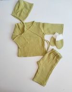 Set din muslin Pampy cu camasa (0-3 luni) verde