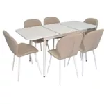 Комплект стол и стулья Evelin di Costacurta стол DT-531R Wh + 6 стульев YTC-064Wh Bjorn-24 (Light beige)