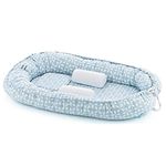 Cocon pentru bebelusi BabyJem 419 Saltea reductor BabyNest Between parents Blue Clover