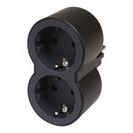 Разветвитель (тройники) электрический Legrand 2x2P+T, черно-серый