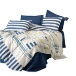 Lenjerie de pat Cotton Box Lunox Dark Blue Ranfors (2 persoane Euro)