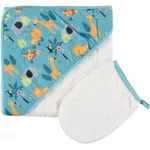 Accesoriu pentru baie Premaman PBRE0D-ECR-UNQ Prosop de baie cu gluga si manusa Crazy Jungle