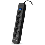 Фильтр электрический Sven SF-05LU, 5 Sockets + 2 USB (2,4 A), 5.0m, Black