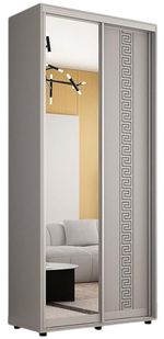 Шкаф Mobildor-Lux Compact uși glisante Oglindă + PAL cu ornament grecesc (100x45x210H cm) Grey