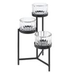 Lumânare H&S 11085 Sfesnic din sticla 3 lumanari, suport metalic 11x11x18cm