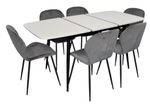 Комплект стол и стулья Evelin di Costacurta стол DT-532R B + 6 стульев YTC-064B Blu-14 (Dark grey)