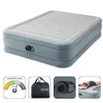 Saltea gonflabilă Intex 64824 Velur Queen Premium Comfort, 152x203x46cm cu pompă integrata 220V, max.272kg