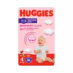 Scutece-chiloţel pentru fetiţă Huggies Jumbo 4 (9-14 kg), 36 buc