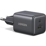 Încărcător cu fir Ugreen 65737 GaN USB-A, Type-C, 20W QC3.0, X514, Black
