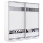 Dulap Mobildor-Lux Fox uși glisante din PAL cu elemente din oglindă (230x60x220H cm) Alb