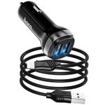 Зарядное устройство для автомобиля Hoco Z40, Black (2xUSB with Lightning Cable)