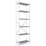 Офисный стеллаж Nex Home Raft metalic Loft 1800x600x240mm, 6 polite PAL, White/ Anthracite