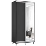 Dulap Mobildor-Lux Aron-P 1.0m-1.8m uși glisante din oglindă și PAL (100x60x240H cm) Anthracite