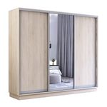 Dulap Mobildor-Lux Fox uși glisante din oglindă și PAL (270x60x240H cm) Sonoma