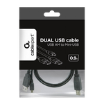 Cable Mini  dual USB2.0,  Mini B - 2AM, 0.9 m,  Cablexpert, High quality, CCP-USB22-AM5P-3