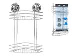 Полка угловая 2 уровня на присосках Milady 21.5X21.5X37.5cm, хром