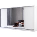 Dulap Mobildor-Lux Fox uși glisante din oglindă și PAL (370x60x230H cm) Alb