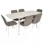 Комплект стол и стулья Evelin di Costacurta стол DT-532R Wh + 6 стульев YTC-078Wh UF885-14 (Grey)
