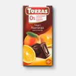 Ciocolata neagra cu portocala f/a zahar, f/a gluten Torras 75g