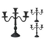 Lumânare Promstore 32391 Sfesnic metalic pentru 3 lumanari 30cm, negru