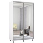 Dulap Mobildor-Lux Aron-S uși glisante din oglinzi (140x60x210H cm) Alb Brilliant