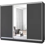 Dulap Mobildor-Lux Fox uși glisante din oglindă și PAL (280x60x230H cm) Anthracite