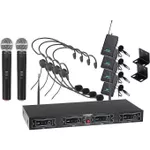 Микрофон MCGREY UHF-2V4H Quad Radio Microphone Set 2x Microphone, 4 Headsets and Pocket Transmitter 00048157