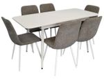 Комплект стол и стулья Evelin di Costacurta стол DT-531R Wh + 6 стульев YTC-078Wh UF885-14 (Grey)