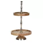 Поднос/столик кухонный Promstore 47307 Подставка сервировочная 2 яруса D20cm H36cm, дер/мет,серебр