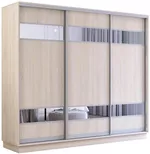 Dulap Mobildor-Lux Fox uși glisante din PAL cu elemente din oglindă (250x60x210H cm) Sonoma