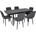 Комплект стол и стулья Evelin di Costacurta cтол DT-431-3R B + 6 стульев YTC-078B Bluvel-14 (Dark grey)