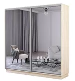 Dulap Mobildor-Lux Fox uși glisante din oglinzi (220x60x200H cm) Sonoma