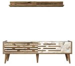 Тумба напольная для TV Trendy Valensiya 140, Nuc, Alb, Marmura