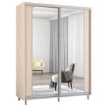 Dulap Mobildor-Lux Aron-P uși glisante din PAL cu oglindă vertical (170x60x200H cm) Sonoma