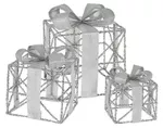 Новогодний декор Promstore 27392 Set figurine Gift-cube LED alb cald, 3xAA, 3buc, cronometru