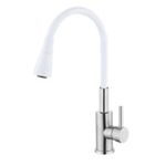 Смеситель кухонный Hydro S Aquafix 821, din inox pipă flexibilă, albă (0400364)