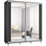 Dulap Mobildor-Lux Aron cu uși glisante cu oglindă vertical (220x60x200H cm) Anthracite