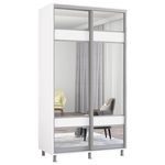 Шкаф Mobildor-Lux Aron-S 1.0m-1.8m uși glisante din PAL cu oglindă zebra (120x60x240H cm) Alb Brilliant